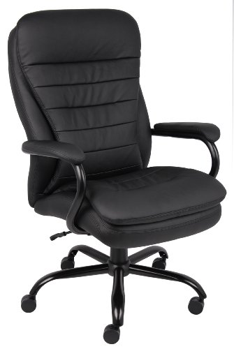 Boss Office Products Сверхмощный двойной плюшевый стул LeatherPlus с грузоподъемностью 350 фунтов в бомбер-коричневом цвете