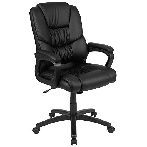  Flash Furniture Flash Fundamentals Big & Tall 400 фунтов с вращающимся офисным креслом из мягкой кожи черного цвета с мягкими подл...
