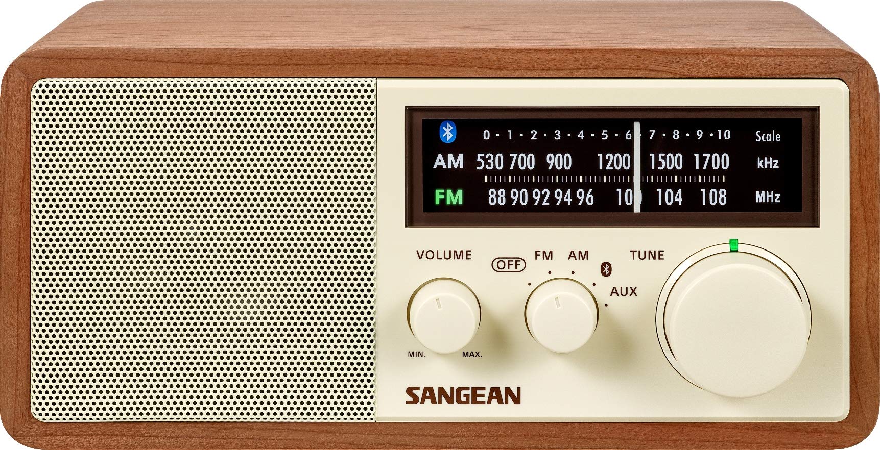 Sangean Радиоприемник AM/FM/Bluetooth в деревянном корпусе с зарядкой телефона через USB