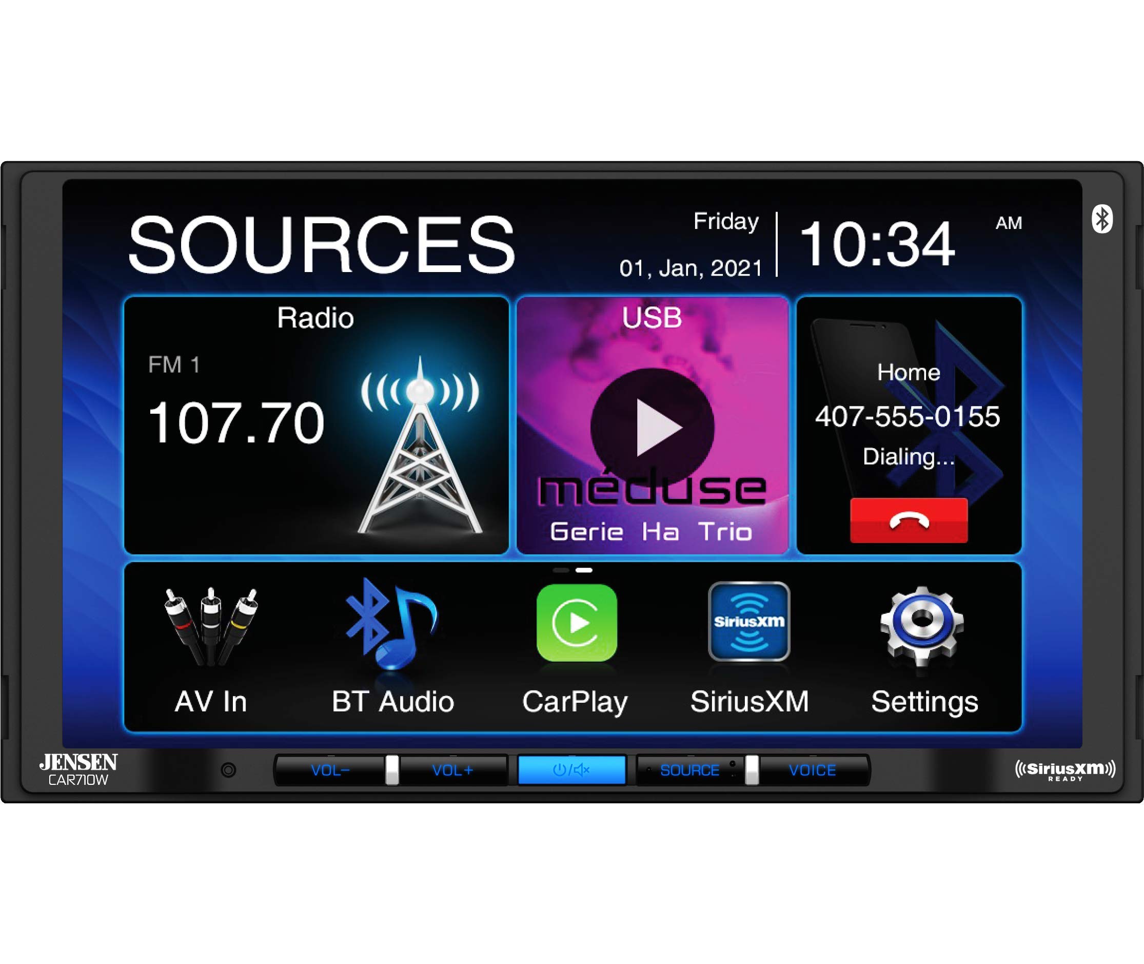  JENSEN CAR710W 7 Безмеховой мультимедийный приемник с беспроводной связью Apple CarPlay l Поддержка устройств Android l Подде...