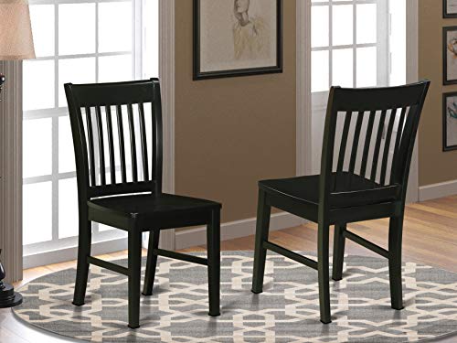  East West Furniture NFC-BLK-W Кухонные стулья Norfolk - Деревянное сиденье и Черный деревянный обеденный стул из массива дерева....