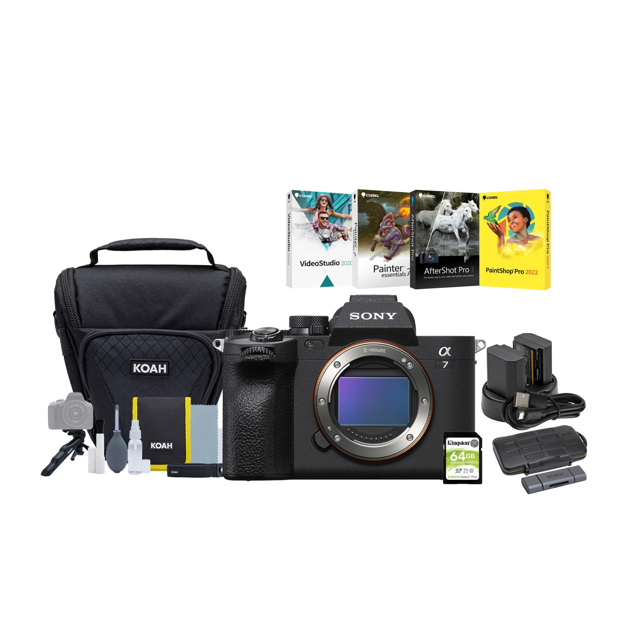 Sony Alpha 7 IV Full-Frame Mirrorless Interchangeable Lens Camera (Body Only) Bundle with Battery and Dual Charger (2-Pack), Camera Case, Software Suite, Memory Card and Storage Case (6 Items)