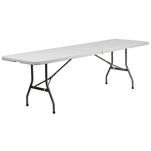  Flash Furniture 8-футовый двустворчатый гранитный белый пластиковый стол для банкетов и мероприятий с ручкой для...