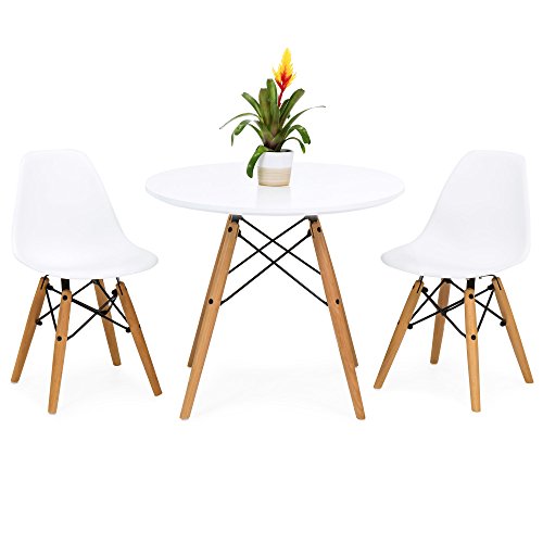  Best Choice Products Детский круглый стол для современной столовой середины века с 2 стульями с деревянными ножками без...