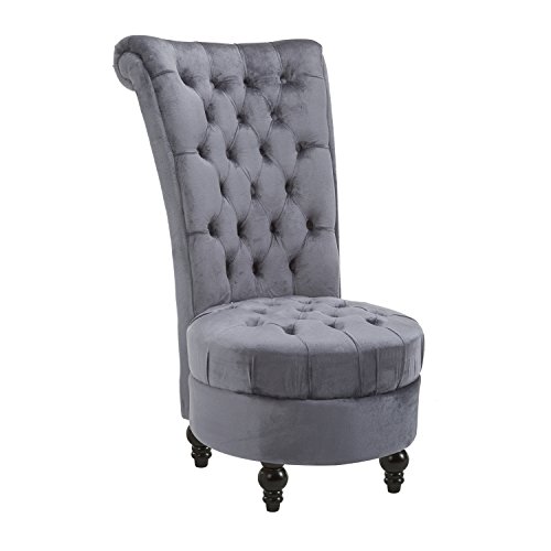  HomCom Ретро стул без подлокотников с высокой спинкой Мебель для гостиной Мягкое стеганое сиденье с королевским...