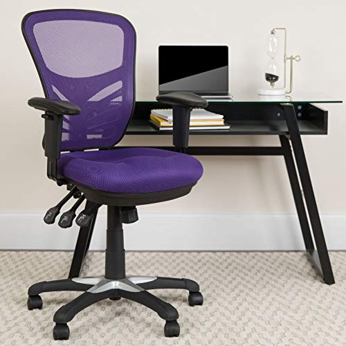  Flash Furniture Многофункциональное поворотное эргономичное офисное кресло в фиолетовой сетке со средней спинкой...