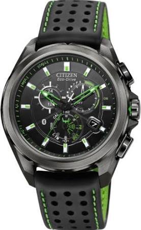Citizen Мужские часы AT7035-01E Eco-Drive из нержавеющей стали черного цвета с зелеными вставками