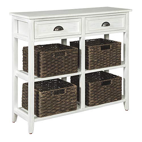  Ashley Furniture Фирменный дизайн Эшли - Акцентный стол Oslember для хранения - Включает 4 коричневые съемные корзины -...
