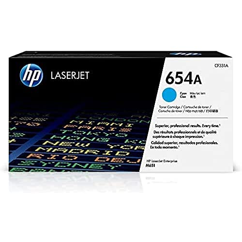 HP Оригинальный картридж с голубым тонером 654A | Работает с серией Color LaserJet Enterprise M651 | CF331A