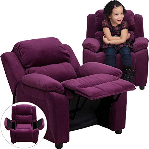 Flash Furniture Делюкс современное фиолетовое детское кресло из микрофибры с мягкой подкладкой и подлокотниками