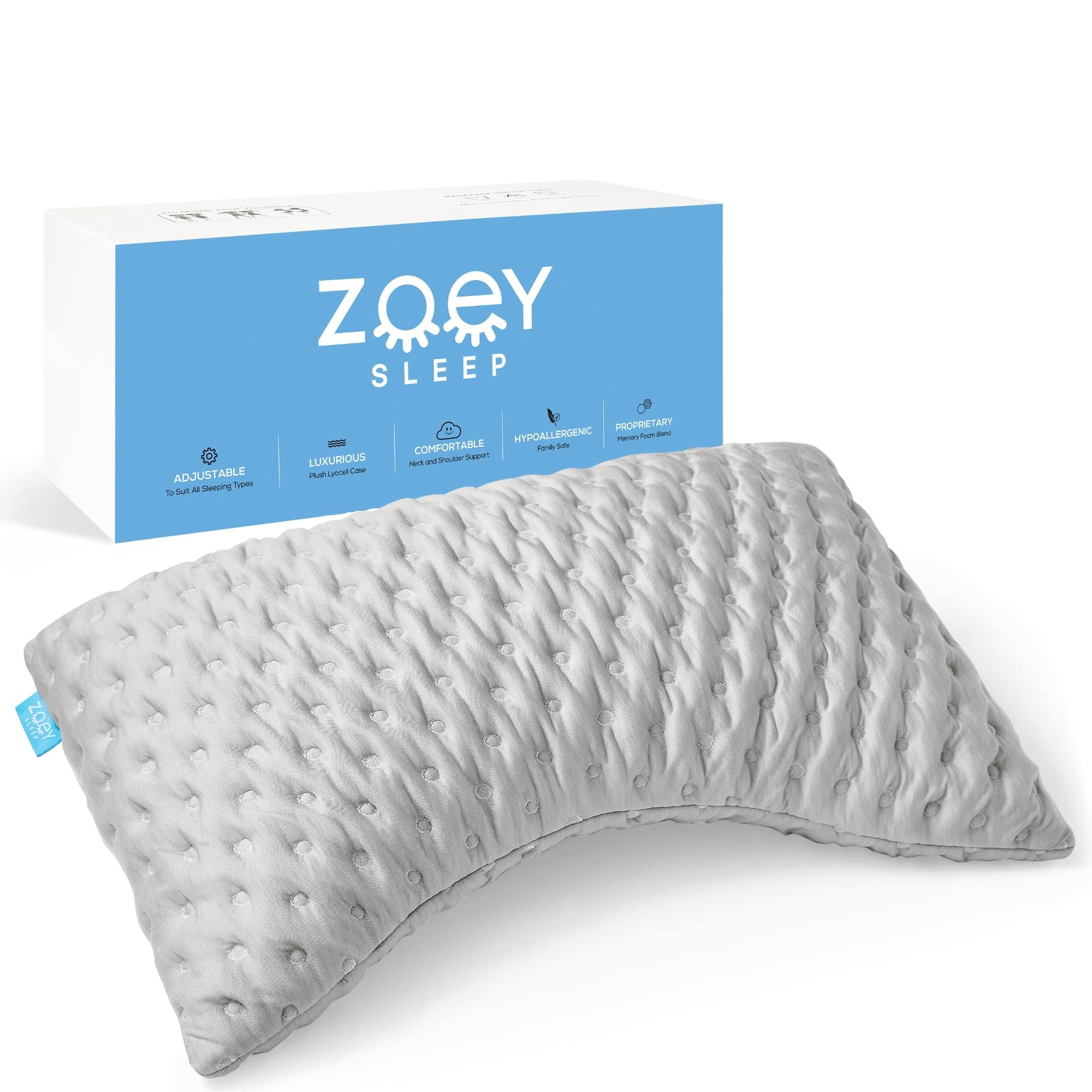  Zoey Sleep Боковая подушка для сна - Подушки из пены с эффектом памяти для сна - 100% регулируемый поддерживающий че...