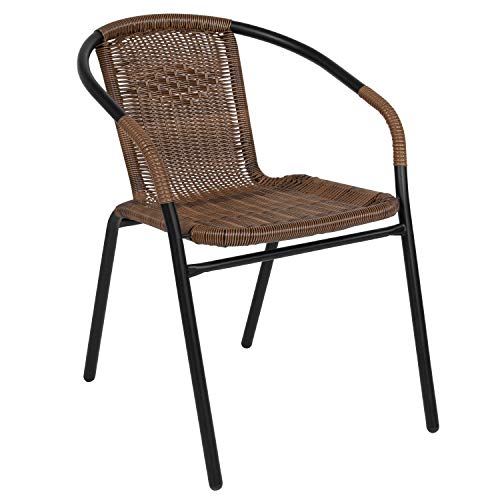 Flash Furniture 4 стула из ротанга среднего коричневого цвета для внутреннего и наружного ресторана