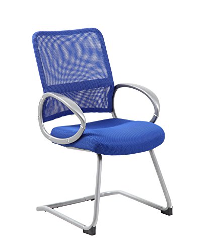 Boss Office Products Рабочий стул с сетчатой спинкой и оловянной отделкой синего цвета