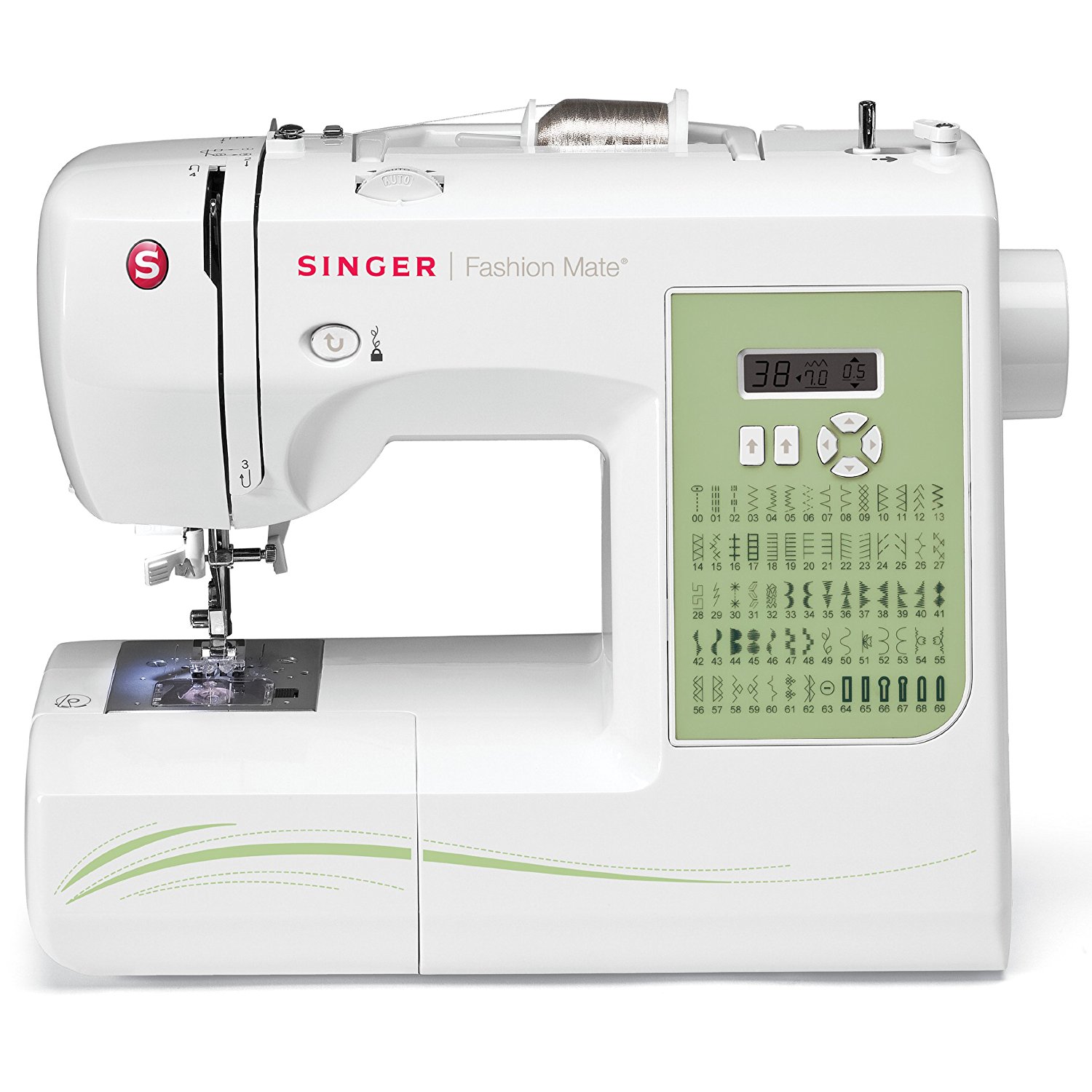  Singer 7256 Fashion Mate 70-Stitch компьютеризированная швейная машина со свободным рукавом и автоматическим нитевдевателем...