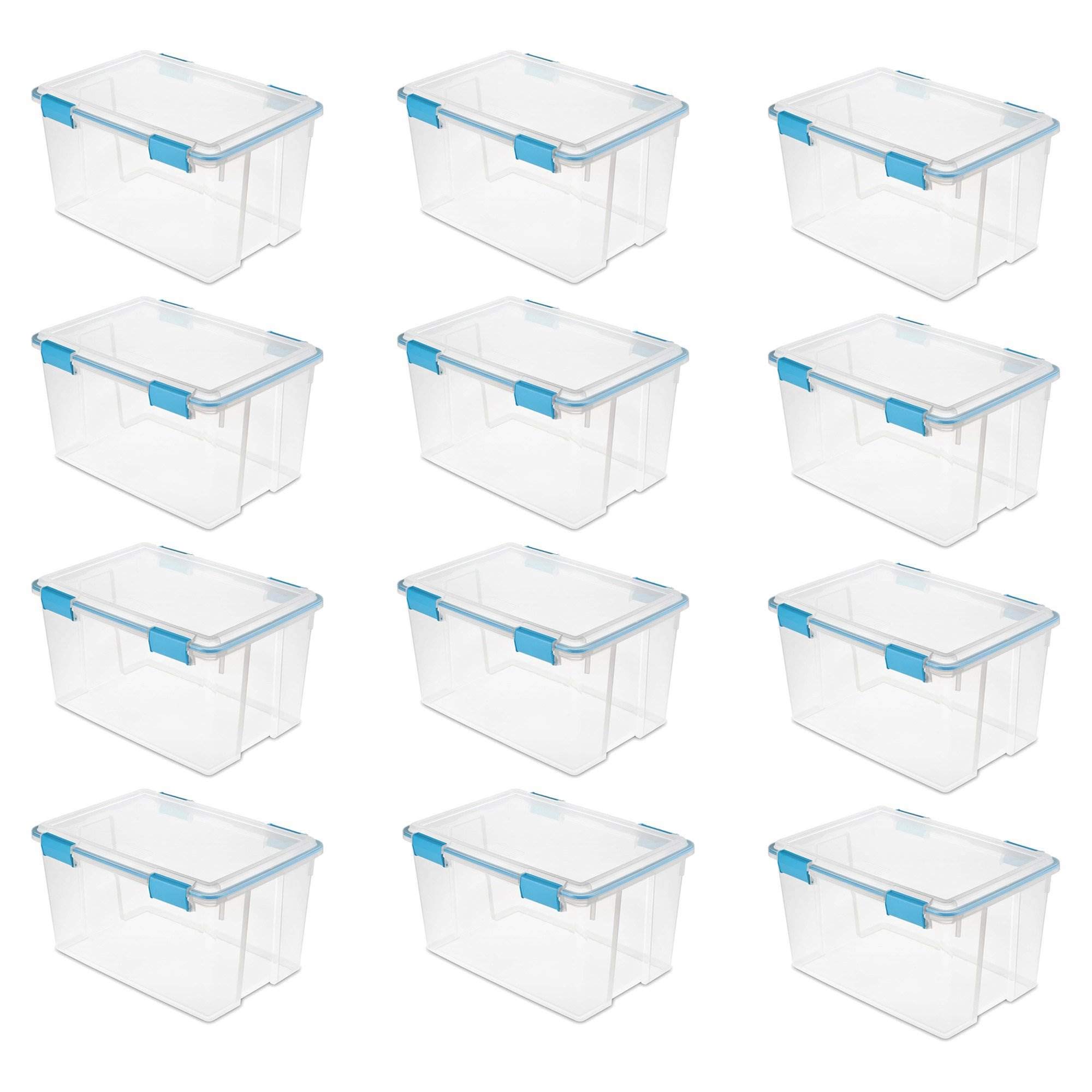 Sterilite Прозрачный пластиковый контейнер для хранения на 54 кварта с защелкивающейся крышкой (12 шт. в упаковке)