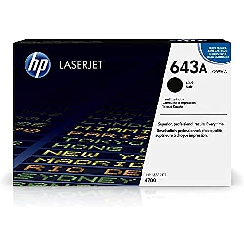 HP Оригинальный картридж с черным тонером 643A | Работает с принтерами серии Color LaserJet 4700 | Q5950A