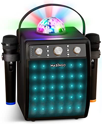 MASINGO Bluetooth-караоке-машина для взрослых и детей - портативный набор певческого оборудования с 2 беспроводными...
