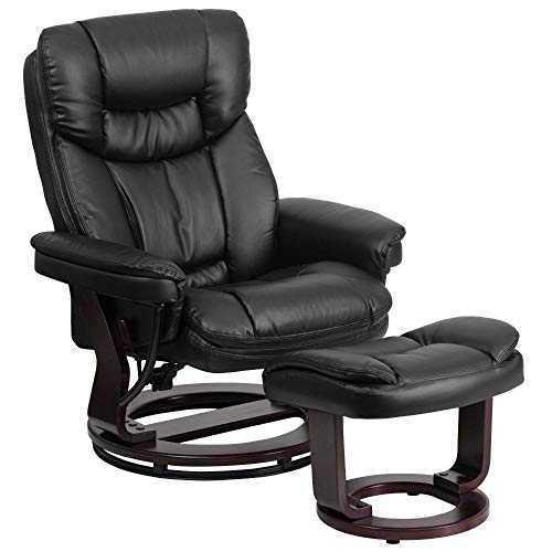  Flash Furniture Современное многопозиционное кресло и изогнутая оттоманка с поворотным основанием из красного дер...