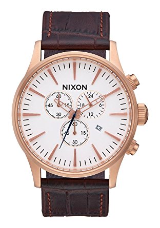 Nixon Часы Sentry Chrono из кожи розового золота / коричневого аллигатора