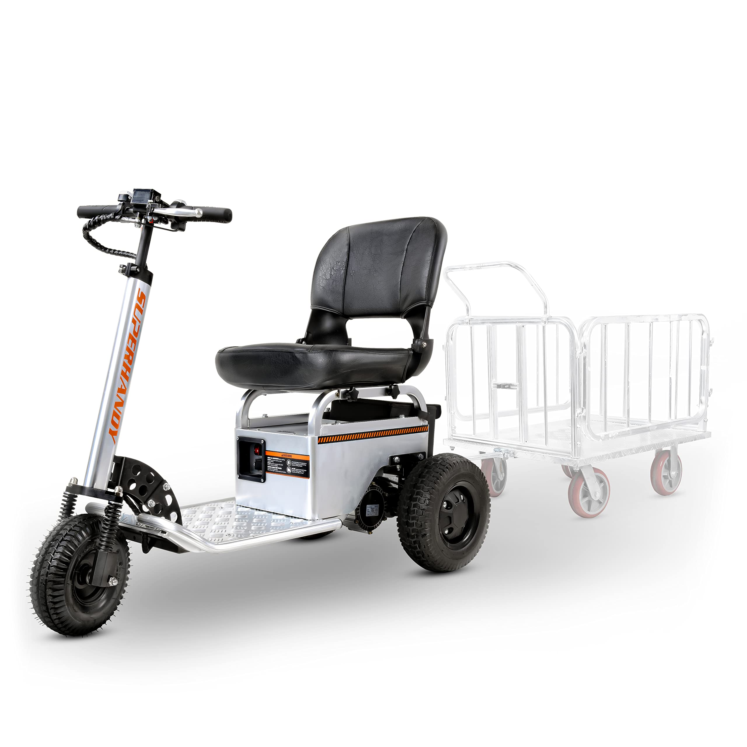 SuperHandy Electric Tugger Cart, Industrial Tow Tractor Riding Scooter - 1 Seater, 2600 lbs Towing Cap, 350 lbs load cap, 12V 9Ah Battery - for Warehouse Material & Mobility Personnel Transport