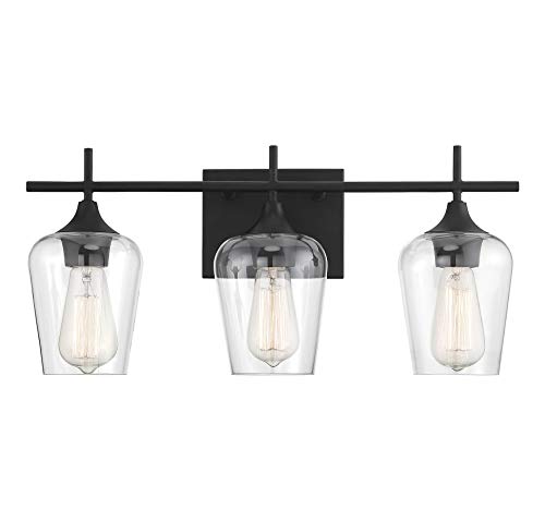 Savoy House 8-4030-3-BK Octave 3-световой светильник для умывальника в черном цвете с прозрачным стеклом (21 'Ш x 9' В)