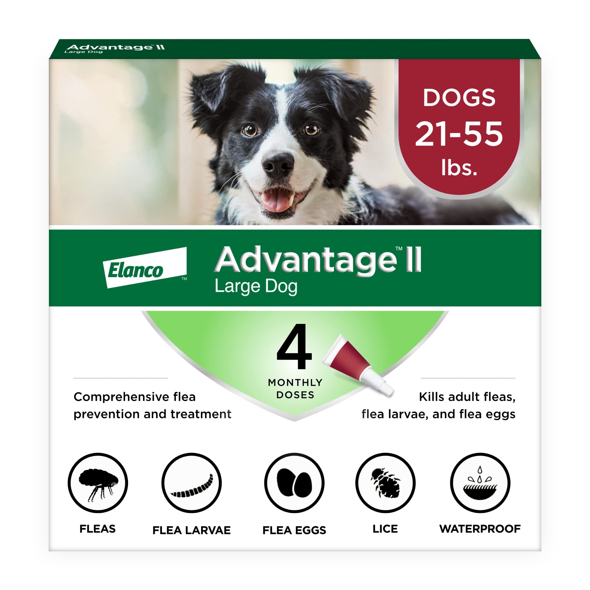 Advantage II Профилактика и лечение блох для крупных собак (21-55 фунтов)