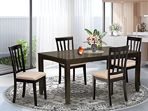 East West Furniture Обеденный набор для 4 кухонных столов с листьями и 4 кухонных обеденных стула