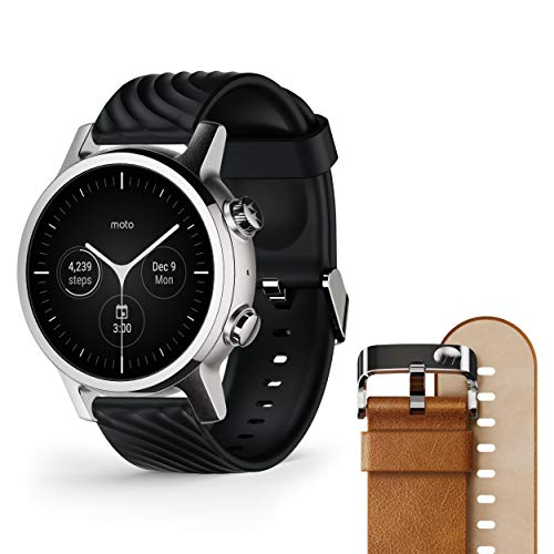  Motorola Moto 360 3rd Gen 2020 — Wear OS by Google — роскошные умные часы из нержавеющей стали с натуральной кожей и ударопрочными...