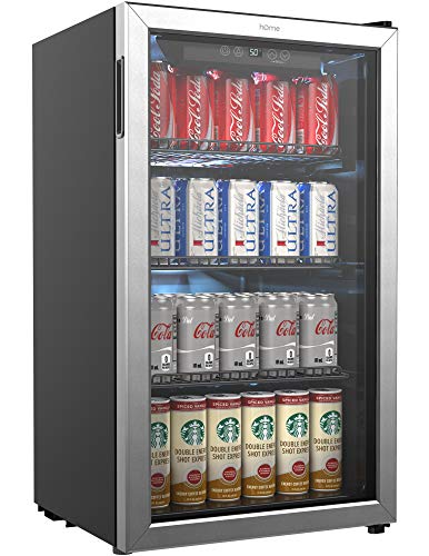  hOmeLabs Холодильник и охладитель для напитков - Мини-холодильник на 120 банок со стеклянной дверью для содового...