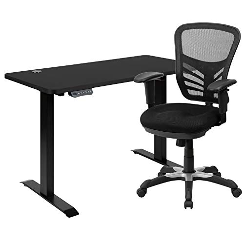  Flash Furniture Многофункциональное поворотное эргономичное офисное кресло с синей сеткой со средней спинкой и ре...