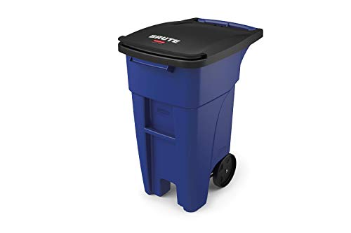 Rubbermaid Commercial Products Fg9W2773Blue Brute Rollout Heavy Duty Wheeled Recycling Can/Bin