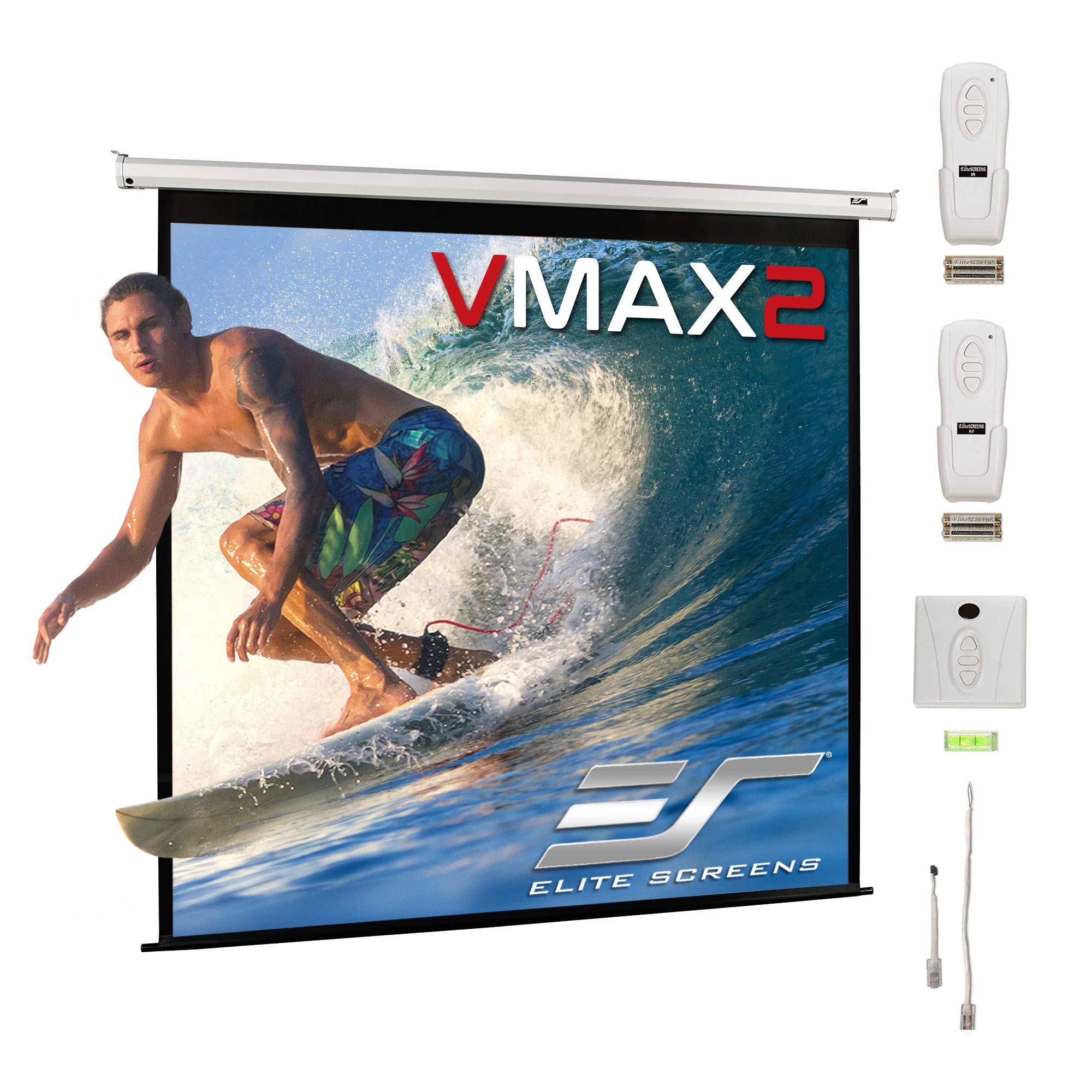 Elite Screens VMAX2, 170-inch 1:1, Wall Ceiling Electric Motorized Drop Down HD Projection Projector Screen, VMAX170XWS2