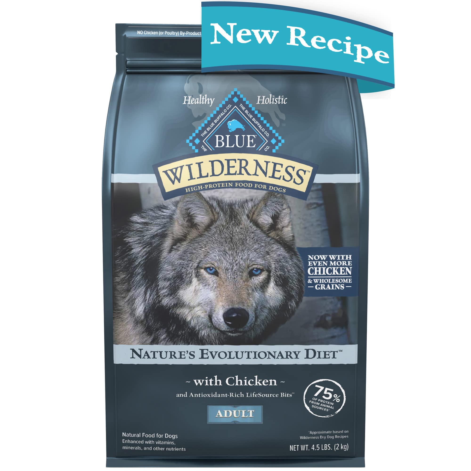 Blue Buffalo Натуральный сухой корм для взрослых собак Wilderness с высоким содержанием белка и полезными зернами