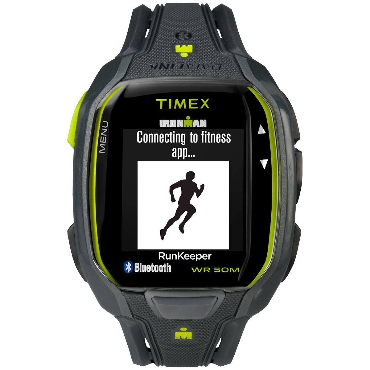 Timex Corporation (Sports) Мужские часы Timex TW5K84500 Ironman Run x50 + на темно-сером / лаймовом ремешке