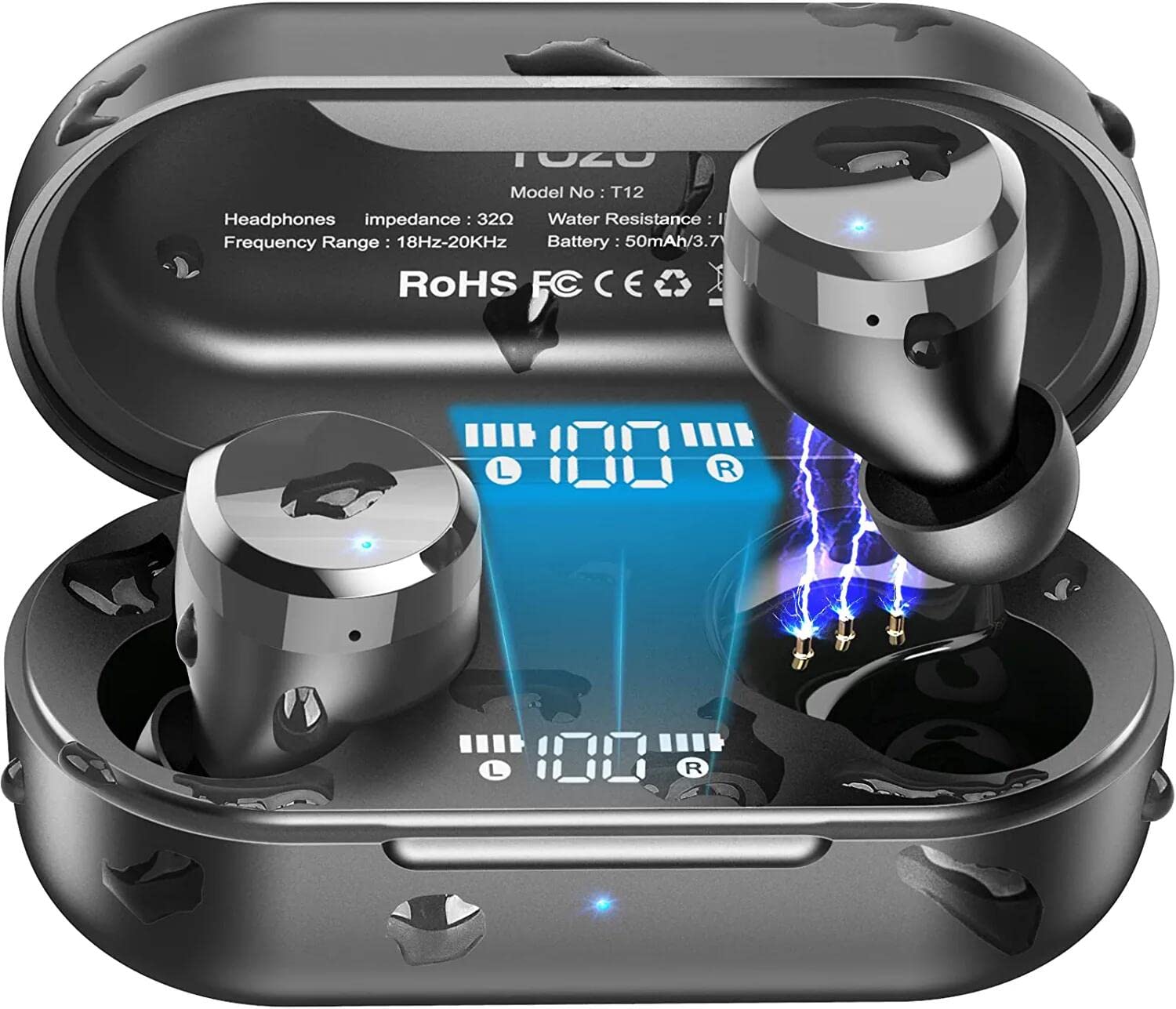  TOZO T12 2022 Беспроводные наушники Наушники Bluetooth 5.3 Премиальное качество звука Сенсорное управление Светодиодный...