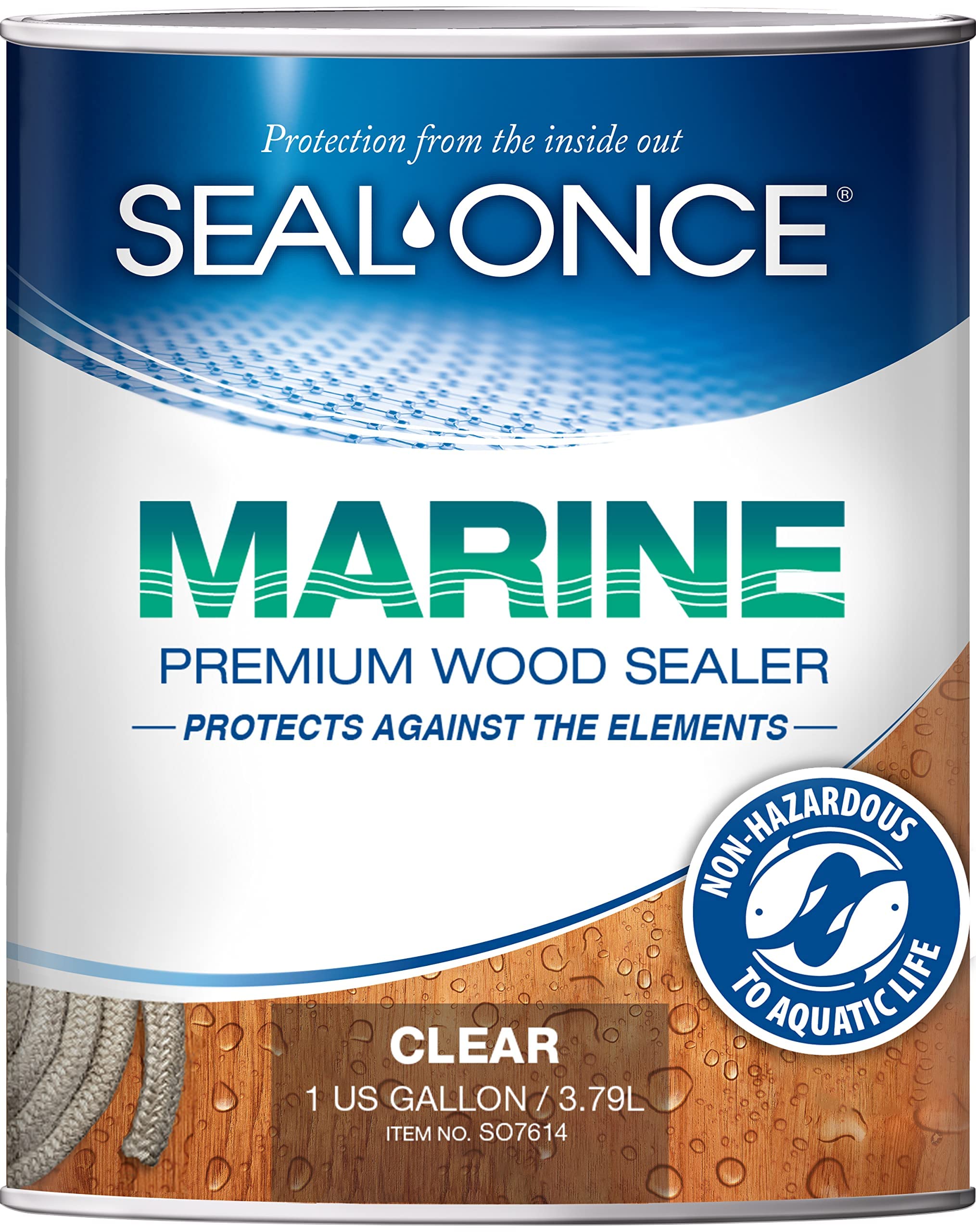 Seal-Once Marine Premium Wood Sealer - водостойкий герметик - морилка и герметик в одном - 1 галлон и прозрачный