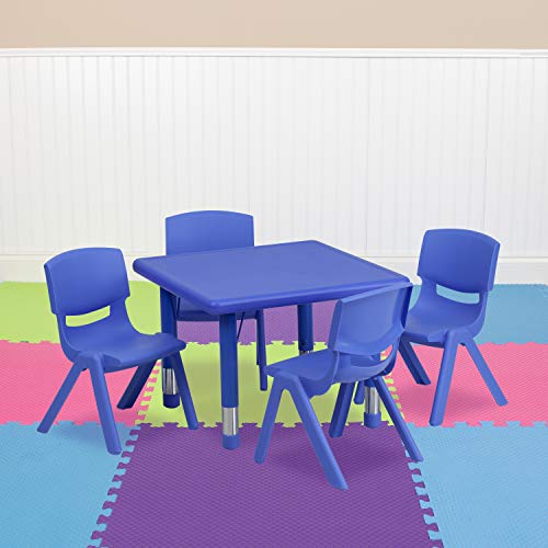 Flash Furniture 24-дюймовый квадратный пластиковый регулируемый по высоте стол для занятий с 4 стульями