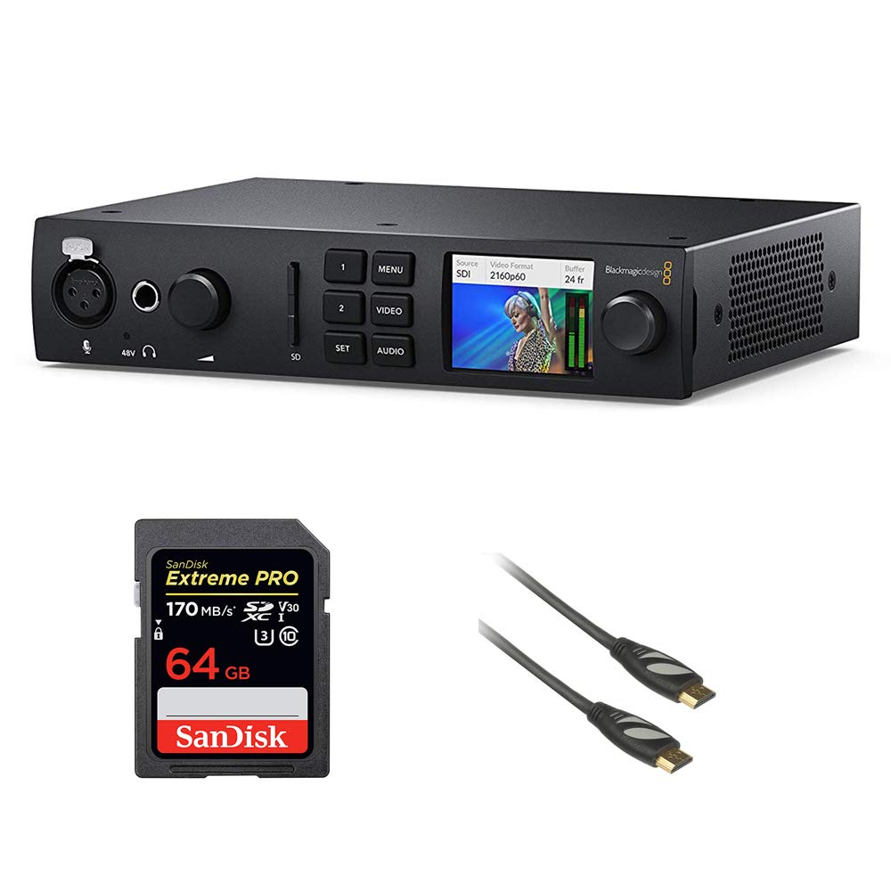 Blackmagic Design UltraStudio 4K Mini with 64GB Extreme PRO Memory Card & 3' HDMI Cable Bundle