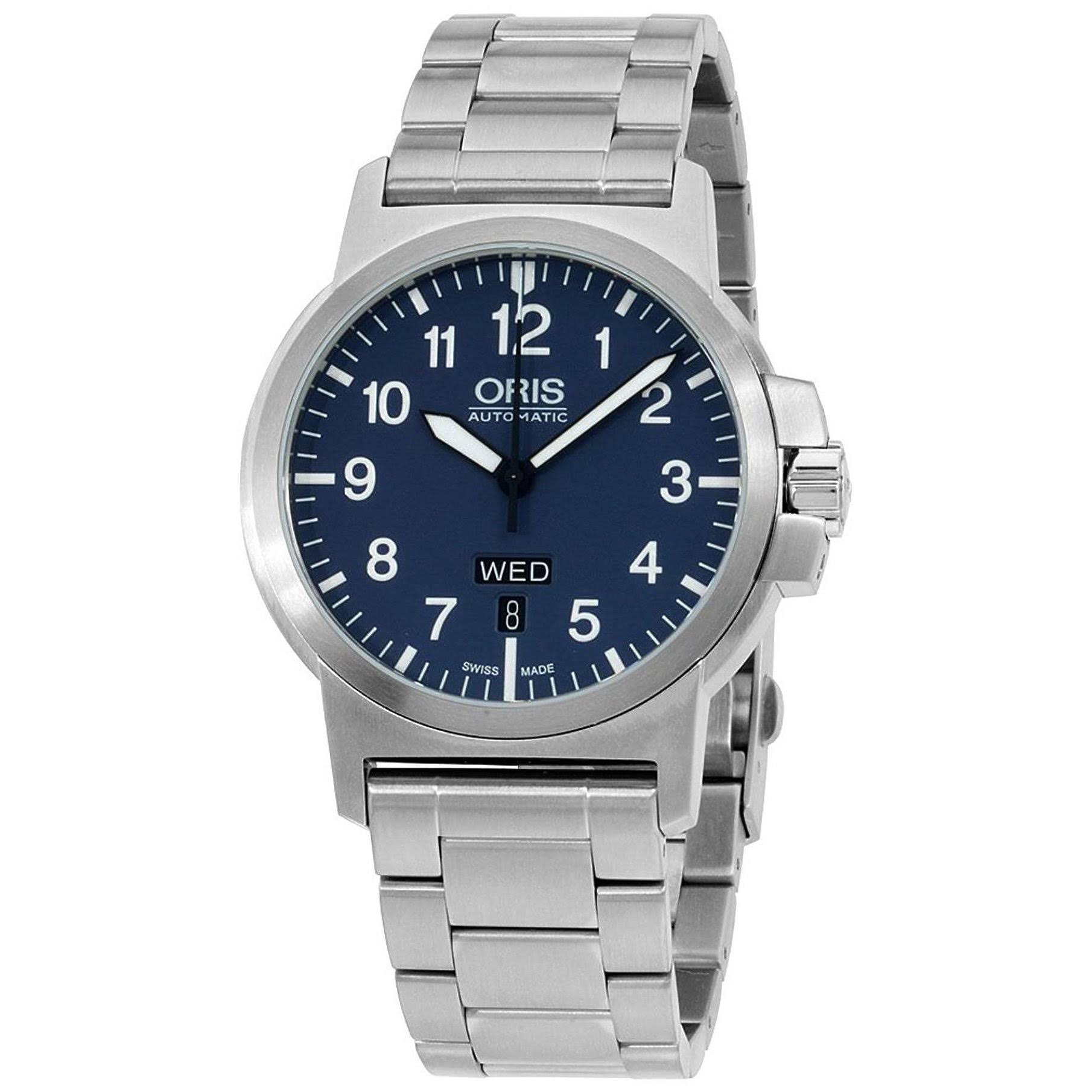 Oris Мужские часы из нержавеющей стали с синим циферблатом авиации 73576414165MB